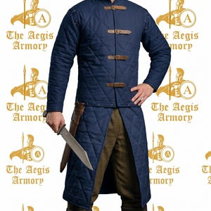 Black Quilted Medieval Gambeson, Padded Knight Armor, LARP SCA Reenactment Coat