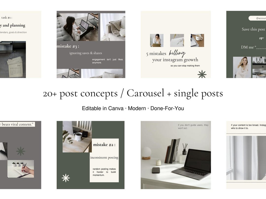 Instagram Canva Templates for Social Media Managers | 20+ Carousel ...