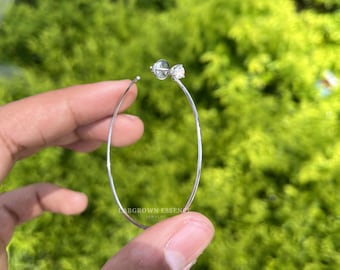 Große Ohrringe mit Labordiamanten, 925er Sterlingsilber-Creolen mit Diamanten, minimalistische Creolen, Statement-Schmuck für jeden Tag, leichte Creolen