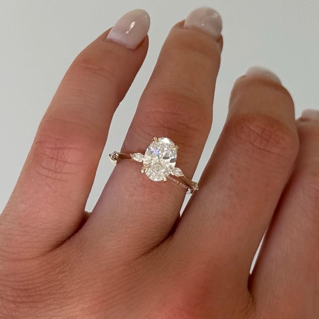 3CT Oval Cut Moissanite Engagement Ring Solid Gold Oval Solitaire Ring ...
