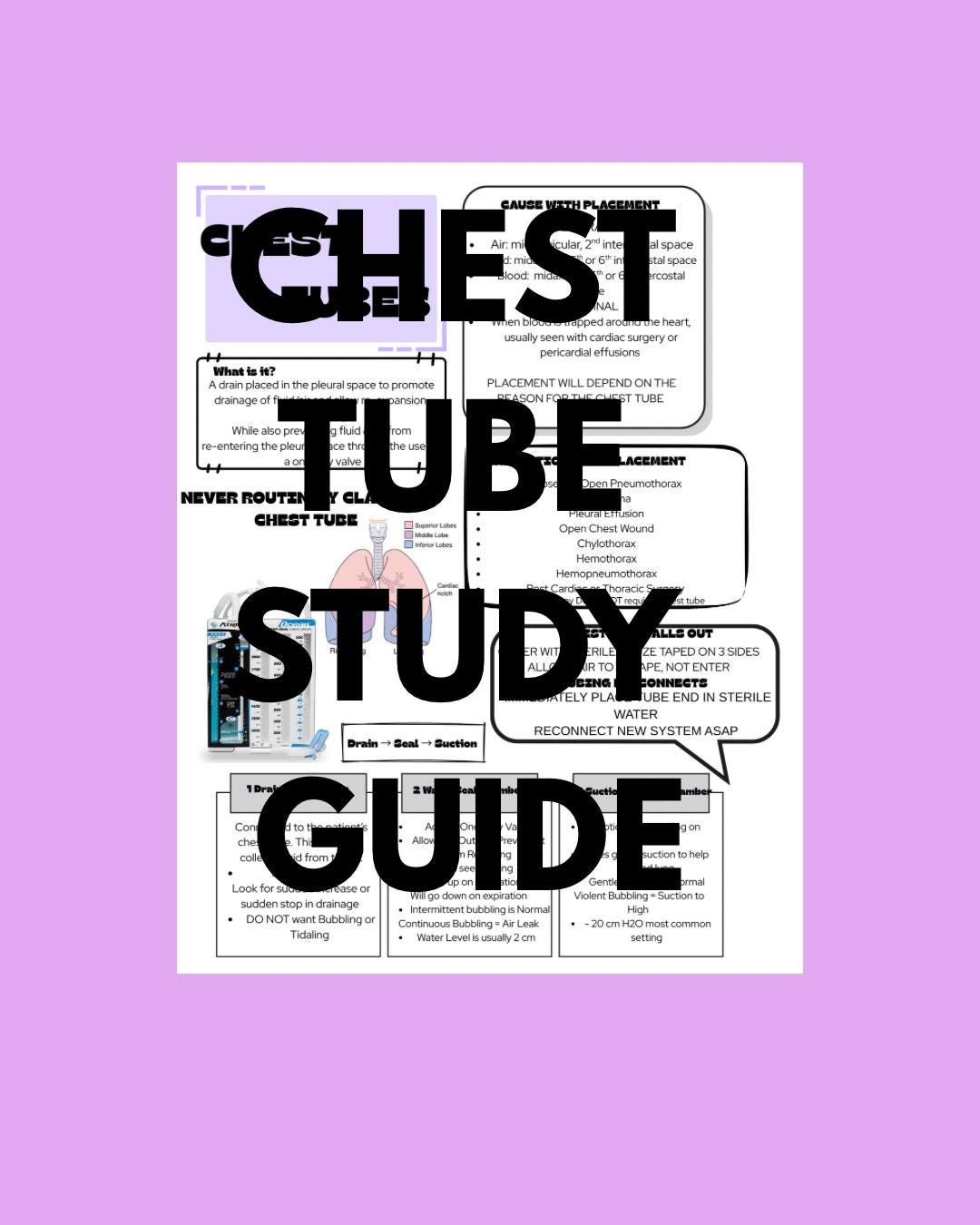 Chest Tube Study Guide - Etsy