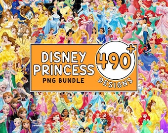 Mega Bundle Princess Png | Rapunzel Elsa Cinderella Tiana Belle Ariel Jasmine Snow White Princess Png | Magic Kingdom Png Digital Download