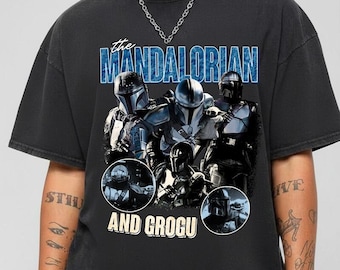 The Mandalorian And Grogu Bootleg Shirt, The Mandalorian Vintage 90s Bootleg Tee, Din Djarin Homage Shirt, Retro Pedro Pascal Homage Shirt