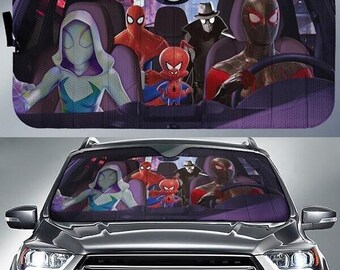 Spider-Man Across the Spider Verse Car Sunshade, Avengers Spider Windshield Cover, Spider Ghost Car Accessory, DisneyMarvel Comic Car Cover