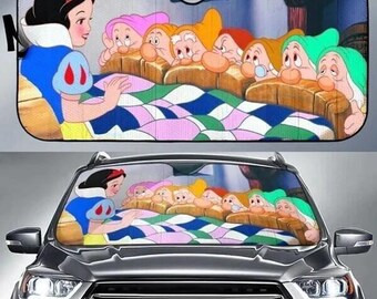 Snow White And The Seven Dwarfs Driving Car Sun Shade, Snow White Grumpy Sunshade, Princesss Car Accessory, Family SunShade