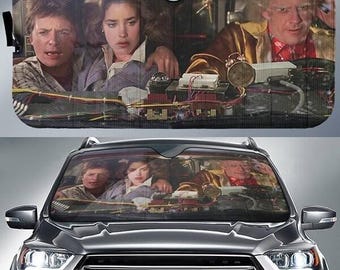 Back To The Future Marty McFly And Emmett Brown Car Sun Shade, Vintage Movie Car Windshield, Funny Car Accessories