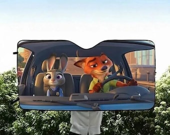 Disneyland Zootopia 2 Judy And Nick Car Sunshade, Disneyland Animal Characters Sunshade, Zootopia Lovers Gift, Car Sun Shade Accessories