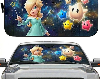 Mario Princess Rosalina Car Sunshade, Rosalina Princess and Lumalee Car Sun Shade, Mario Windshield Cover, Mario Dad Car Accessories