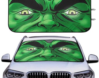 Hulk Angry Face Car Sun Shade,  Superhero Front Windshield Cover, Incredible Hulk Auto Sunshade, Funny Driving Gift For  Fans