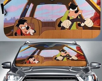 A Goofy Movie Goof And Goofy Car Sunshade, On The Open Road 6 Car Sun Shade, Disneyland Goofy Car Windshield, Disneytrip Car Accessories