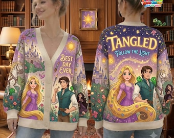Tangled Knit Sweater, Tangled Rapunzel Flynn Rider Cardigan, Princess Sweater, Cardigan Gift 12