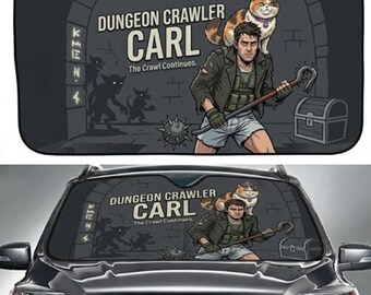 Dungeon Crawler Carl Car Sunshade, Princess Donut Auto Windshield Shade, LitRPG Fan Gift, Carl and Donut Car Accessory, Fantasy Car Gift