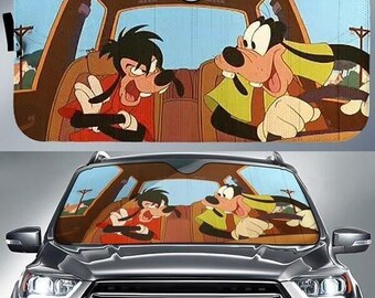 A Goofy Movie Goof And Goofy Car Sunshade, On The Open Road 4 Car Sun Shade, Disneyland Goofy Car Windshield, Disneytrip Car Accessories