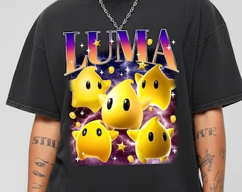 Camiseta pirata Comfort Colors Luma Lumalee Super Mario, camiseta gráfica Lumalee Star Mario, camiseta de la princesa Rosalina, camiseta del universo épico de Mario 01