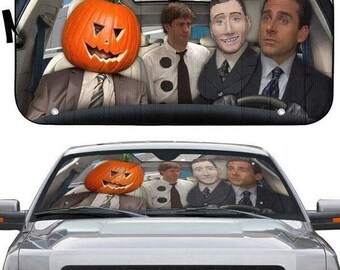 The Office Halloween Michael Jim Dwight Car Auto Sunshade, The Office Car Scene Car Windshield, Funny The Office Meme Car Accessory