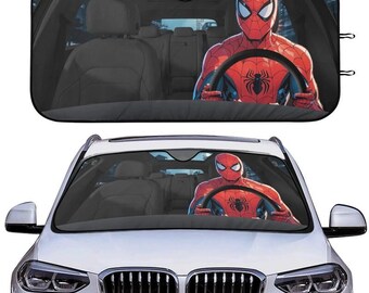 Spiderman Car Sunshade, Comic Hero Front Windshield Cover, Amazing Web Hero Car Sun Shade,  Superhero Fan Gift Accessories