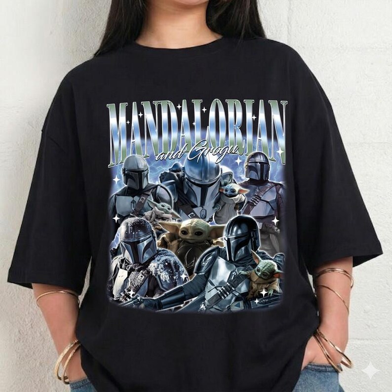 Camiseta vintage de The Mandalorian y Grogu en homenaje a Girl Dinner Shirt Camiseta pirata de los 90 de The Mandalorian Camiseta pirata de Din Djarin en homenaje a Pedro Pascal 03 imagen 2