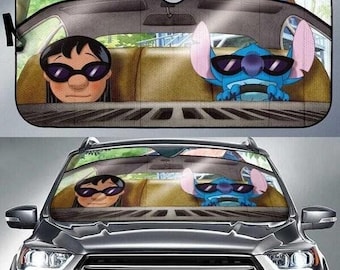 Lilo And Stitch Car Sun Shade, DisneyTrip Auto Sun Shade, Cute Stitch Car Decoration, Funny Cartoon Windshield Cover, Car Accessories