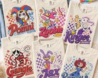 The Amazing Digital Circus Shirt, TADC Fan Gift, Circus Characters Checked Shirts, Circus Theme Sweatshirt, Anime Gift Birthday Boy Girl 9A