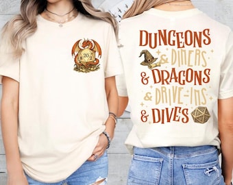 Vintage Dungeons Diners Dragons Drive-ins Dives Shirt, Dungeon Master Shirt, DnD Video Game Fan Lovers Tee, Dungeon Shirt, Gift For Fan 01