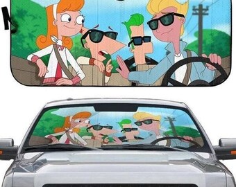 Phineas and Ferb Car Sun Shade, Candace Flynn Car Windshield, Car Accessories, Disneyland Series Car Decor, Phineas and Ferb Car Accessory