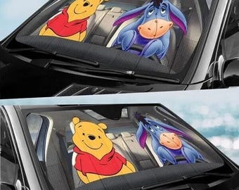 Pooh & Eeyore Car Sunshade, Winnie the Pooh Windshield Shade, DisneyTrip Car Accessory, Pooh Eeyore Car Decor, Disneyland Car Auto Sun Shade