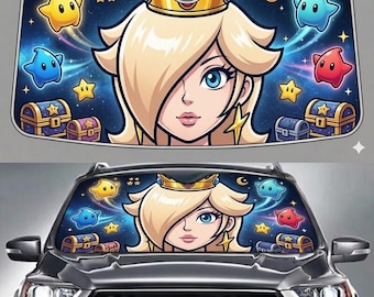 Mario Rosalina Princess Car Sunshade, Rosalina Princess and Lumalee Car Sun Shade, Mario Windshield Cover, Mario Dad Car Accessories