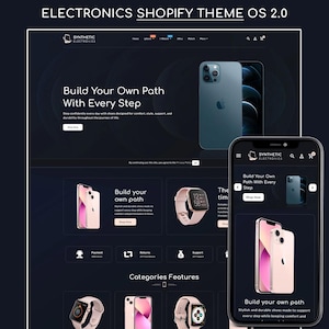Tema Shopify per elettronica, modello di sito web per negozio di gadget, negozio di tecnologia per cellulari e smartwatch, tema eCommerce responsivo