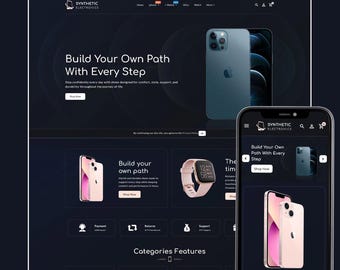 Electronics Shopify Theme, Gadget Store Website Template, Mobile Phone Smartwatch Tech Store, Responsive eCommerce Theme