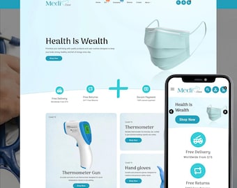 Medical Equipment Shopify Theme, Pharmacy Store Template, Healthcare eCommerce Website for Medical Supplies