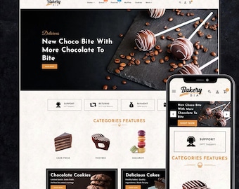 Bakery Shopify Theme | Cake & Pastry Store Template | Responsive Bakery eCommerce Website for Cafe , Dessert Shop