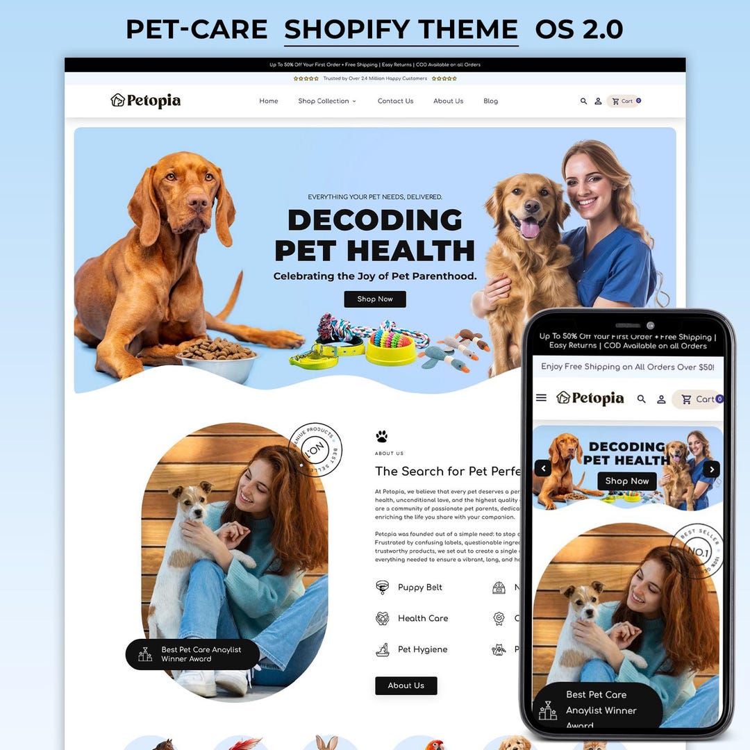 Pet Store Shopify Theme, Pet Food Website Template, Dog Cat Ecommerce ...