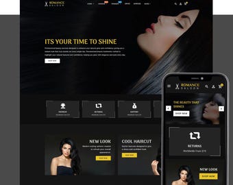 Hair Salon Shopify Theme, Beauty Store Website Template, Barber Shop, Hair Care Products, Cosmetics Ecommerce Theme