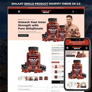 Shopify-tema för hälsotillskott, butik för enskilda produkter, mall för e-handel med välbefinnande, design av butik för fitnessnäring, layout för ökad försäljning
