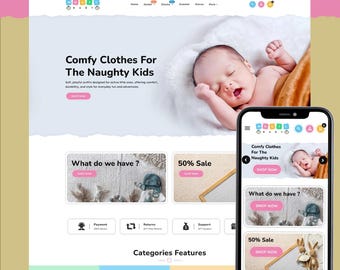 Baby Kids Shopify Theme OS 2.0 | Baby Clothing Store Website Template | Kids Fashion Shopify Theme | Baby Boutique eCommerce Design
