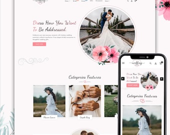 Wedding Shopify Theme, Bridal Store Website Template, Wedding Accessories eCommerce Design, Bridal Boutique Shopify OS 2.0