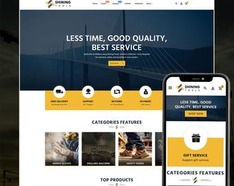 Tools & Hardware Shopify Theme, Industrial Equipment Store Template, Power Tools eCommerce Website Design, Hardware Shop Theme