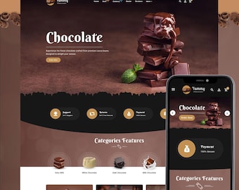 Chocolate Shopify Theme OS 2.0, Responsive Shopify Template, Candy & Food Store Design, eCommerce Website Theme
