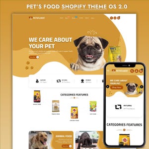 Pet Food Shopify Theme, Pet Store Shopify Theme, Pet Supplies Website Template, Dog & Cat Food Ecommerce Store Design