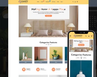 Home Decor Shopify Theme, Furniture Store Template, Interior Design Website, Modern Home Accessories, Shopify 2.0 Theme