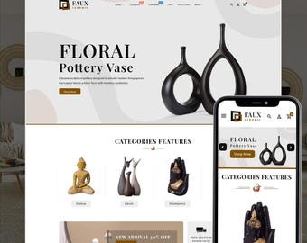 Luxury Home Decor Shopify Theme | Interior Design Store Template | Ceramic Vase Decor Website | Modern Furniture eCommerce