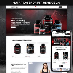 Shopify Theme for Nutrition Store, Supplements & Fitness eCommerce Template, Health Wellness Vitamin Protein Store Design