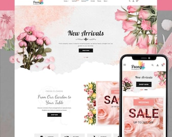 Flower Shop Shopify Theme OS 2.0, Florist Store Template, Bouquet & Gift Shop Website, Responsive eCommerce Design