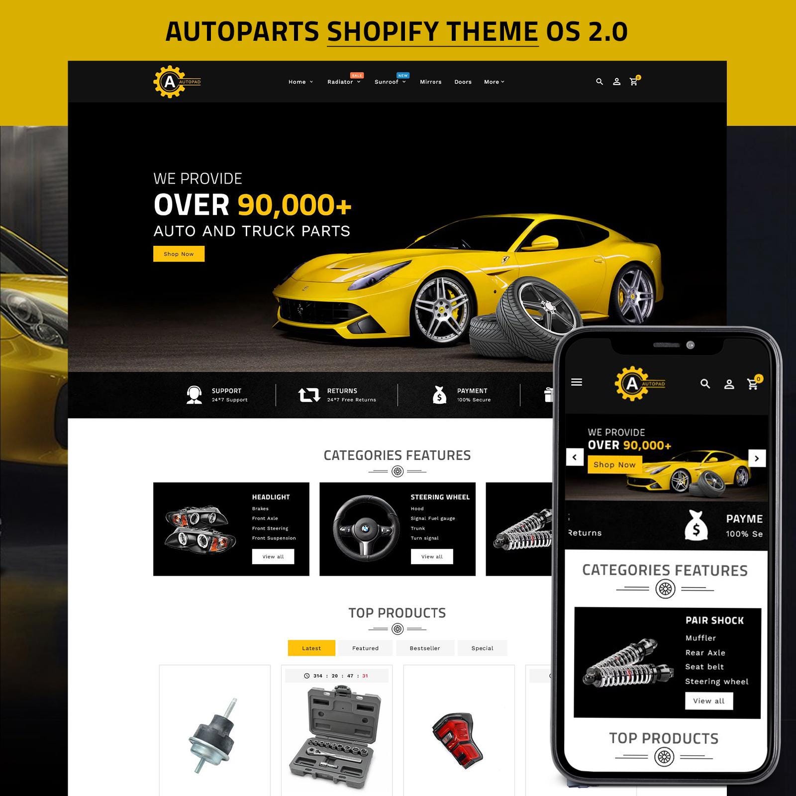Auto Parts Shopify Theme, Car Parts Website Template, Automotive Store