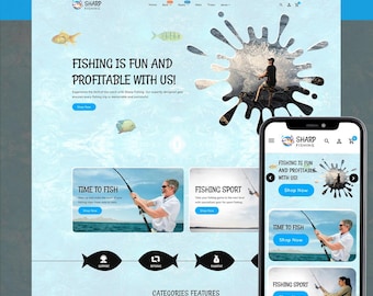 Fishing Shopify Theme, Fishing Gear Store Theme, Hunting & Outdoor Sports eCommerce Website Template, Shopify 2.0