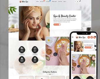 Spa & Beauty Shopify Theme, Skincare , Body Care Store Template, Wellness Salon Cosmetics eCommerce Website