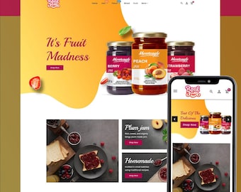 Jam Store Shopify Theme, Fruit Jam & Jelly Ecommerce Website Template, Food Store Shopify Theme, Organic Jam Online Store