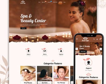 Spa Shopify Theme, Beauty & Wellness Store Template, Massage Salon, Organic Skincare, Spa Products Ecommerce Website