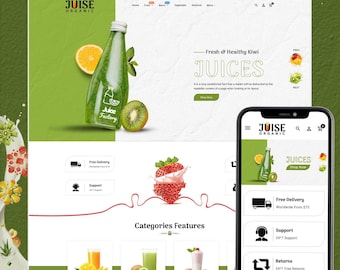 Organic Juice Shopify Theme, Juice Store Website Template, Smoothie Drink Ecommerce Theme, Healthy Beverage Shopify