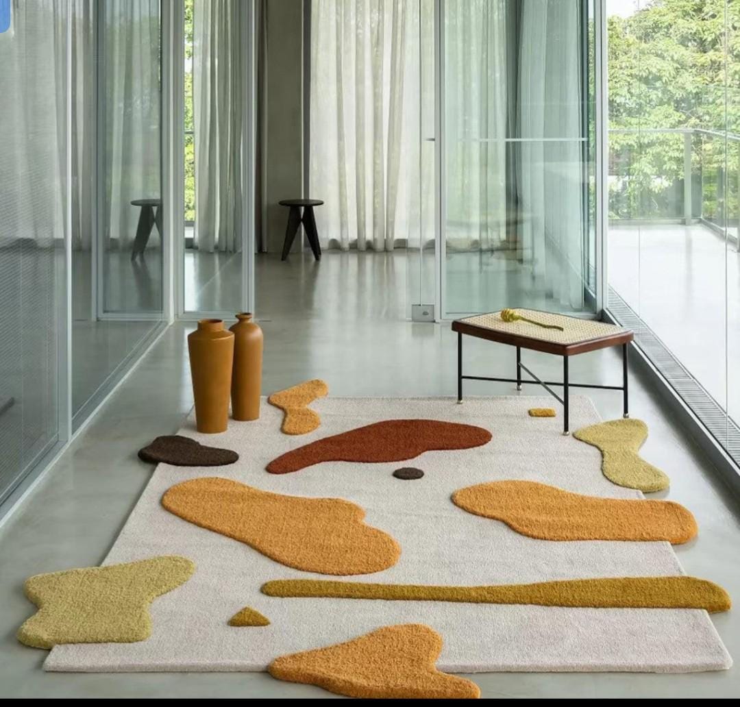 Nordic Style Abstract Shape Textured Rug - High-low Pile Decor With ...